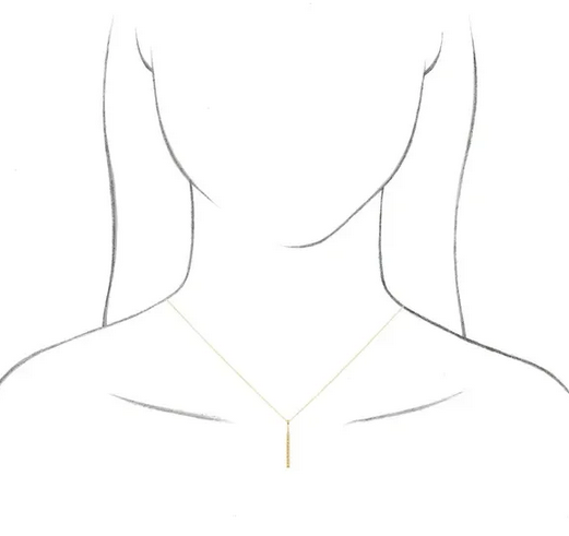 14K White gold Natural Diamond Vertical Bar Necklace | 88140