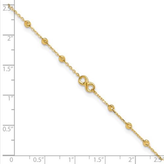 14K Infinity Symbol 10in Plus 1in ext. Anklet | ANK296-10