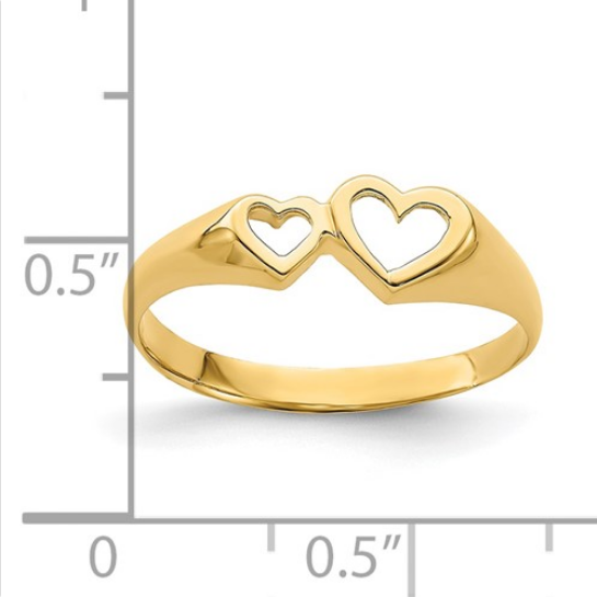 14K Double Heart Cut-Out Ring | K4650