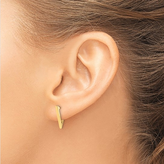 14K Polished Triangle Hoop Earrings | YE1918