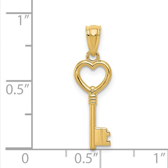 14K Polished 3D Heart Key Charm | YC1029