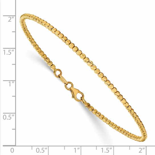 14kt Yellow Gold Polished Diamond-Cut Beaded Bracelet | LF1080