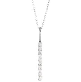 14K White gold Natural Diamond Vertical Bar Necklace | 88140