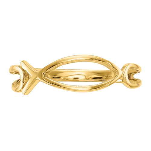 14k Polished Ichthus Fish Ring