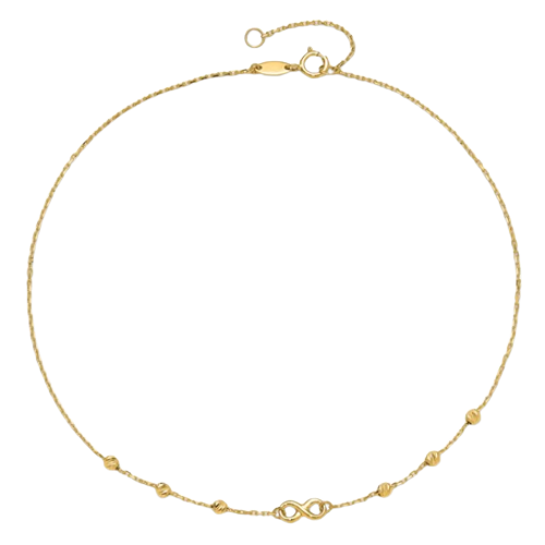 14K Infinity Symbol 10in Plus 1in ext. Anklet | ANK296-10