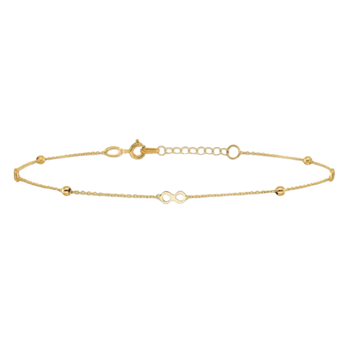 14K Polished Infinity 9in Plus  Anklet | ANK315-9