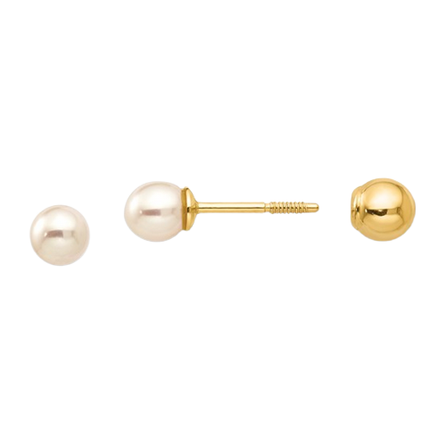 14k Madi K Reversible Cultured Pearl & Gold Ball Earrings| GK227