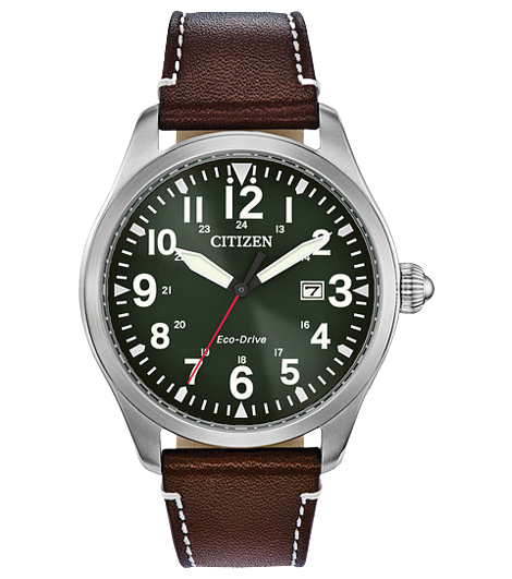 Men's Citizen Eco-Drive Garrison Brown Leather Watch| M6838-09X
