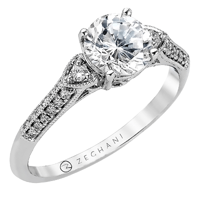 Zr979 Engagement Ring 14k Gold White Semi