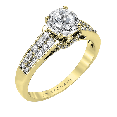 Zr974 Engagement Ring 14k Gold Semi