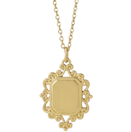 14K Yellow Engravable Scroll 16-18" Necklace |  88392:106:P