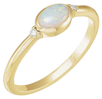 Platinum Natural White Opal & .03 CTW Natural Diamond Ring | 72315