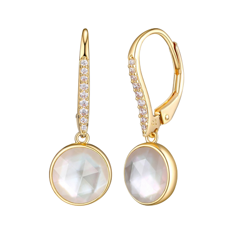 Mother of Pearl leverback earrings 18K gold plated  | 32AR8T976G