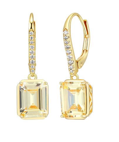 Yellow emerald CZ 18kt gold plated leverback earrings |32AS73976G