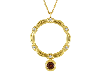 10kt Yellow Gold Open Circle Garnet necklace | G3277P/GA