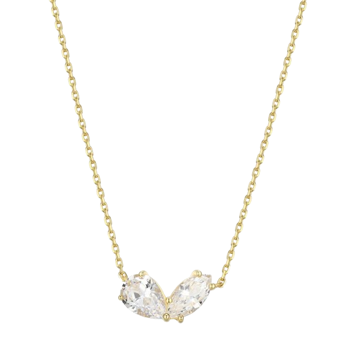 Reign CZ Pear and Marquise Necklace 18k Gold Plated | 30AAVQ0044