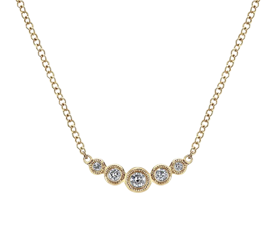 Gabriel & Co 14K Yellow Gold Curved Diamond Bar Necklace| NK5424Y45JJ