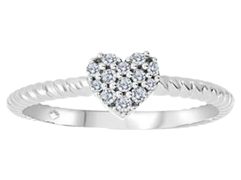 10k Solid Gold and Heart Cluster Diamond Ring| JVJ3781