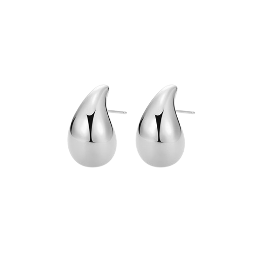 13x22mm puffy teardrop post earrings in sterling silver.