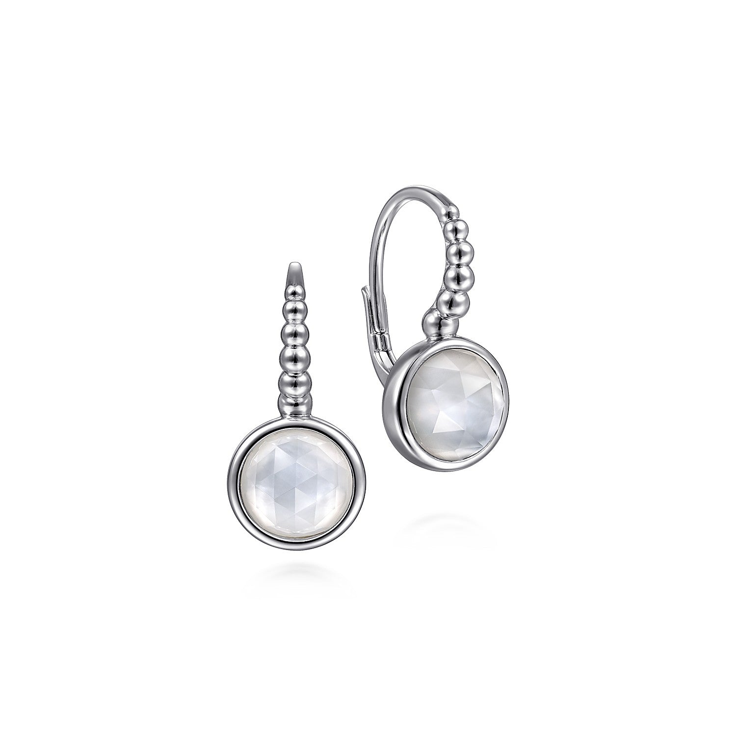 Gabriel & Co 925 Sterling Silver Rock Crystal and White MOP Leverback Earrings |  EG14156SVJXM