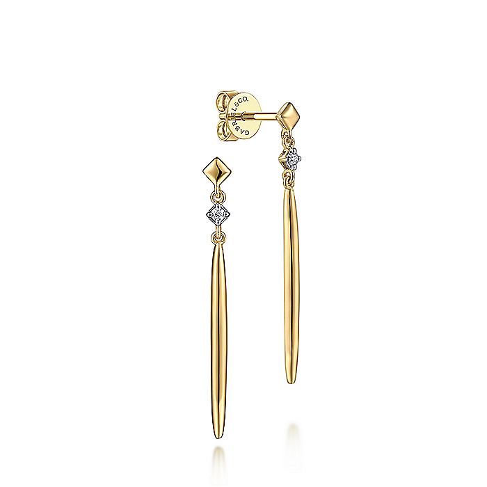 14K Yellow Gold Diamond Stud and Spike Earrings | EG14409Y45JJ