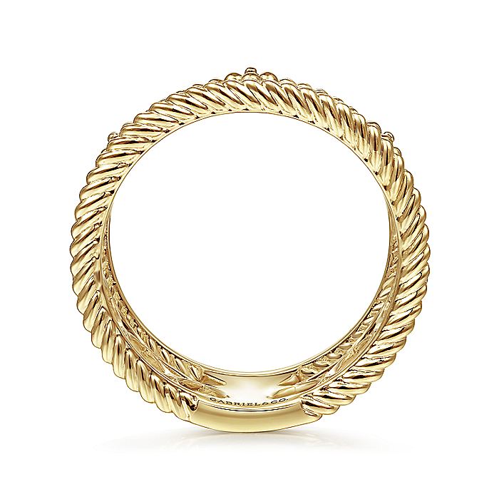 14K Yellow Gold Twisted Rope and Bujukan Bead Wide Band Ring | LR51885Y4JJJ