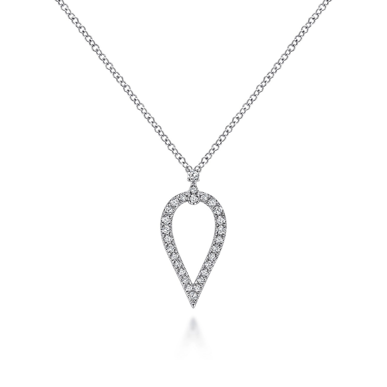 Gabriel & Co 14K White Gold Inverted Teardrop Diamond Pendant Necklace | NK6135W45JJ