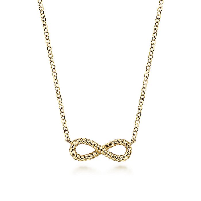 14K Yellow Gold Twisted Rope Infinity Pendant Necklace | NK6404Y4JJJ