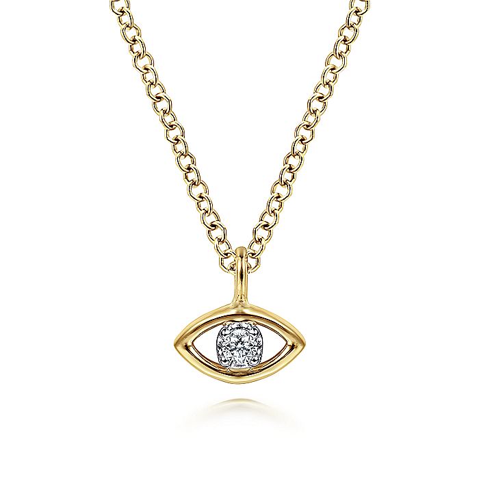 14K Yellow-White Gold Diamond Eye Pendant Necklace | NK6433M45JJ