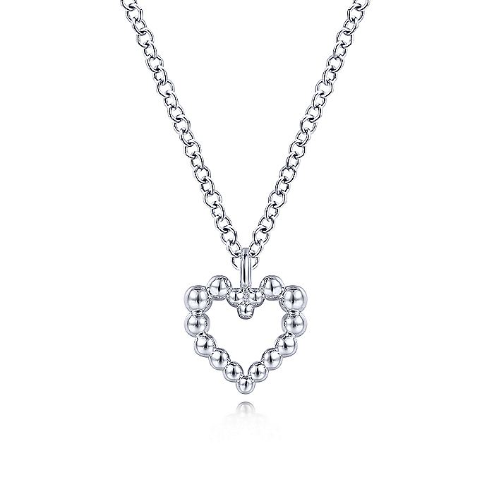 Sterling Silver Heart Beaded Necklace | NK6463SVJJJ
