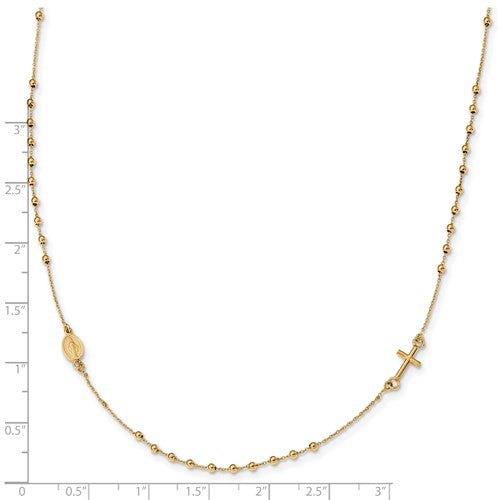 14k Polished Cross Rosary Necklace 16'' | SF2503-16