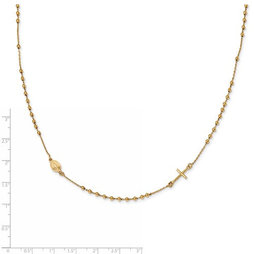 14k Polished Cross Rosary 16'' Necklace | SF2504-16