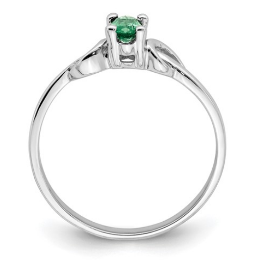 14k White Gold 5x3mm Oval Emerald ring | Y4651E