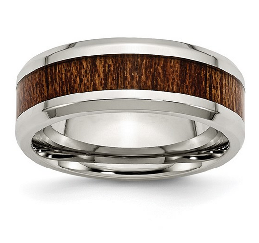 Chisel Stainless Steel Polished with Brown Koa Wood Inlay Enameled | SR403