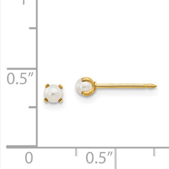 14k 3mm Simulated Pearl Earrings| 108E