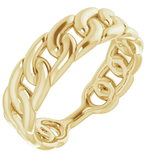 14K Yellow Stackable Chain Link Ring| RIG0014