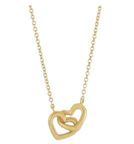 14K Yellow Interlocking Heart 16" Necklace