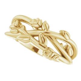14K Yellow Floral Criss-Cross Ring