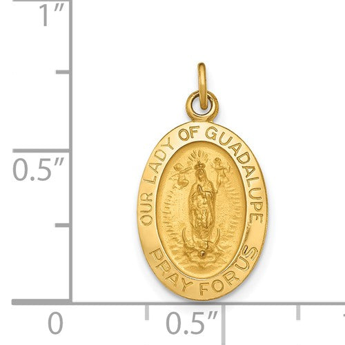 14k Polished and Satin Our Lady of Guadalupe Medal | XR1249