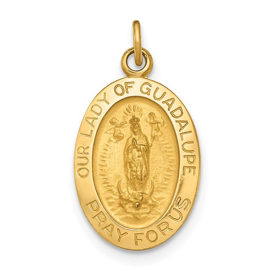 14k Polished and Satin Our Lady of Guadalupe Medal | XR1249