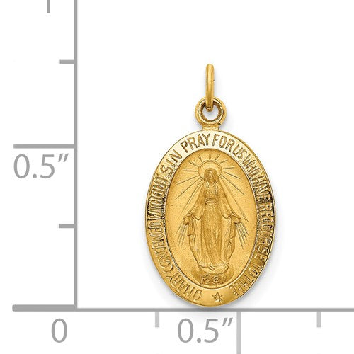 14k Solid Polished/Satin Small Oval Miraculous Medal | XR1757