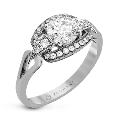 Zr959 Engagement Ring 14k Gold White Semi