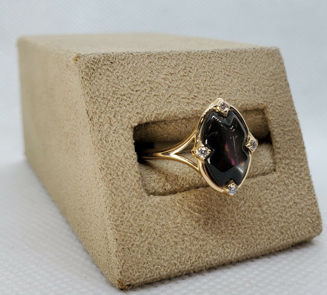 Kabana Oval Black Mother of Pearl Rings with Diamonds