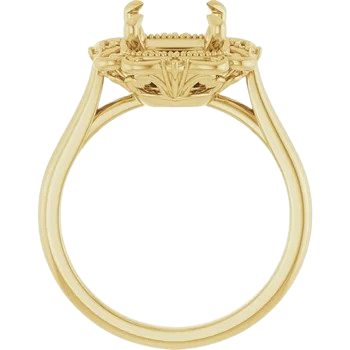 Vintage Floral Emerald Engagement Ring Mounting| 124061
