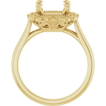 Vintage Floral Square Engagement Ring Mounting| 124061