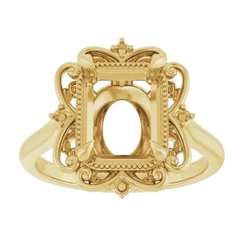 Vintage Floral Emerald Engagement Ring Mounting| 124061