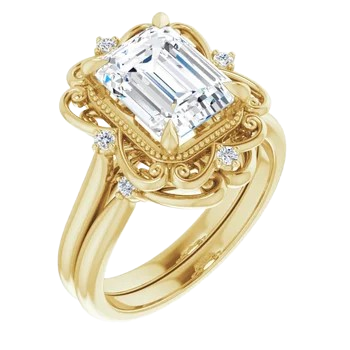Vintage Floral Emerald Engagement Ring Mounting| 124061