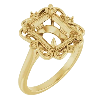 Vintage Floral Emerald Engagement Ring Mounting| 124061