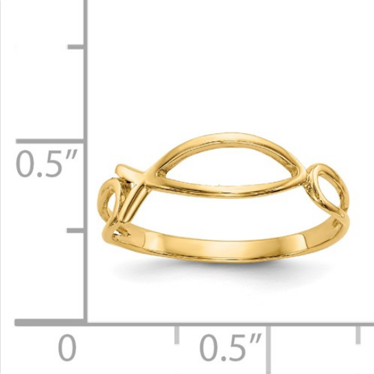 14k Polished Ichthus Fish Ring