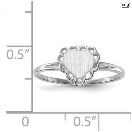 14k White Gold Open Back Heart Signet Ring